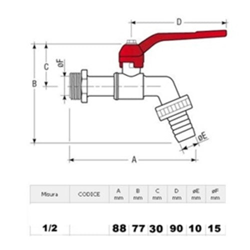 Rubinetto A Sfera Da Esterno In Metallo Da 1/2 Per Giardino Giardinaggio Piante