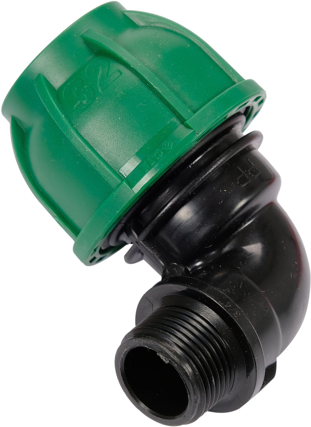 Gomito 90° per Tubi PE 32 mm x 3/4 Pollici Maschio – a Compressione, Polipropilene 10 bar Flo