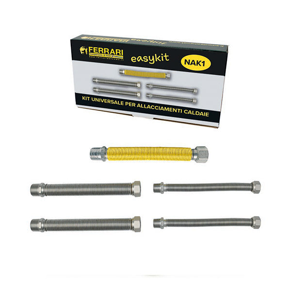 Kit raccordi flessibili inox 3/4” per caldaia