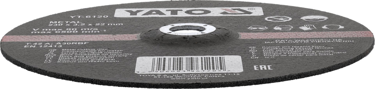 Disco da Taglio Metallo Convesso 230x3,2x22 mm – Yato YT-6120