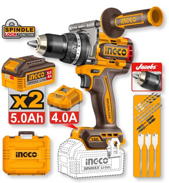 Trapano a Percussione 20V Compact Brushless 166Nm - 2 Batterie 5.0Ah