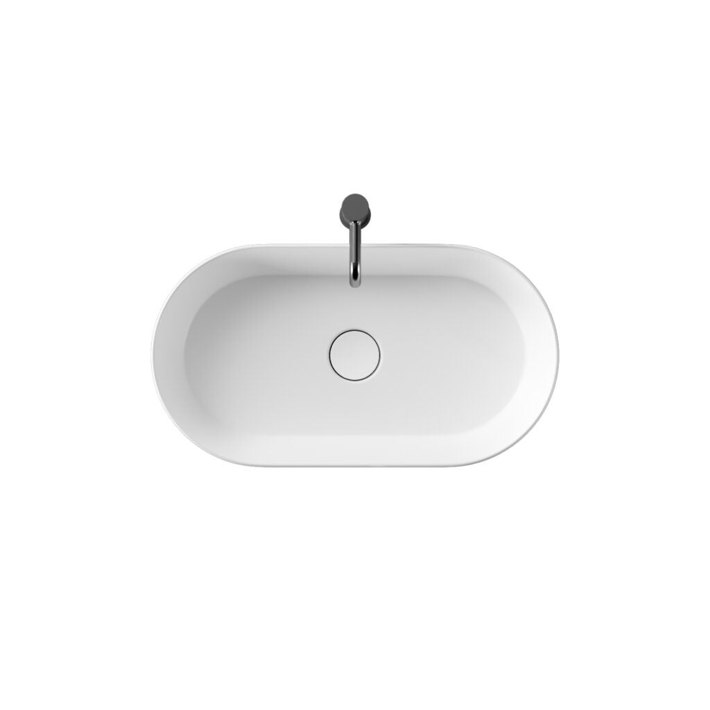 Lavabo da appoggio ovale Alice Ceramica Spy 66x35 cm bianco lucido