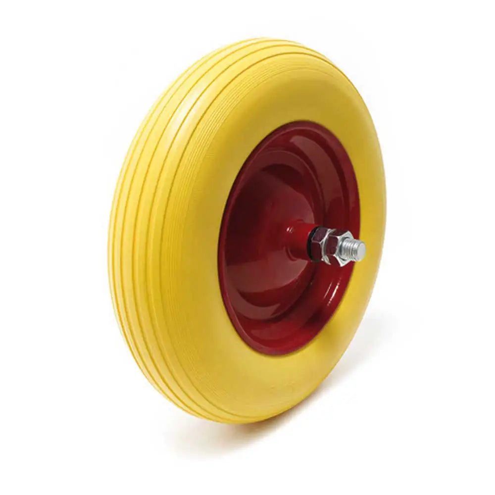 Ruota Antiforatura in Poliuretano per Carriola | Diametro 35cm, Mozzo 150mm, Assale 12x210mm