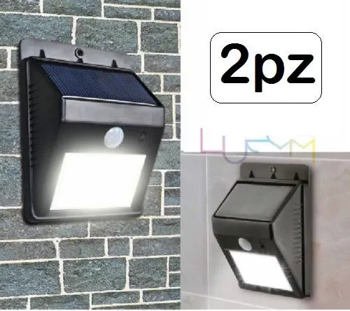 2x Faro Lampada Solare Da Esterno Giardino Faretto Fotovoltaico Sensore 4 LED