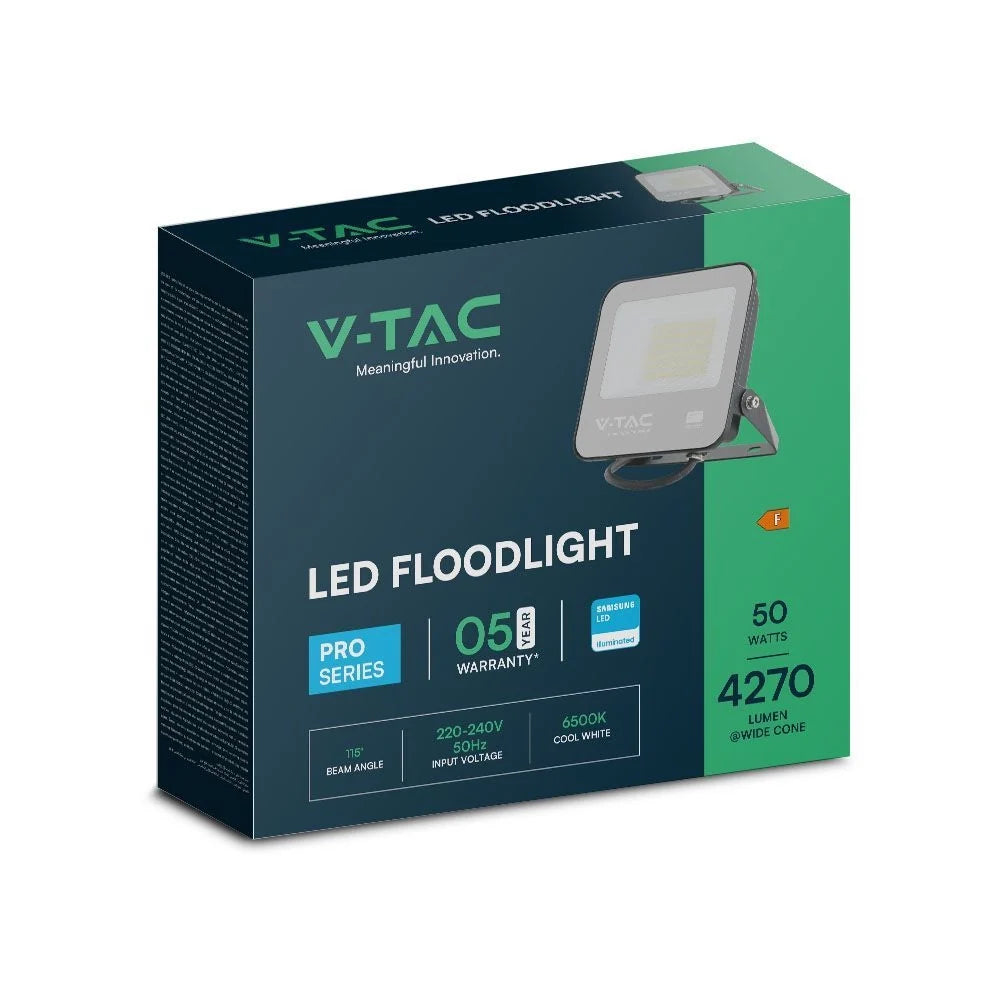 Faro LED 50W Samsung 4000K IP65 Nero V-TAC da Esterno