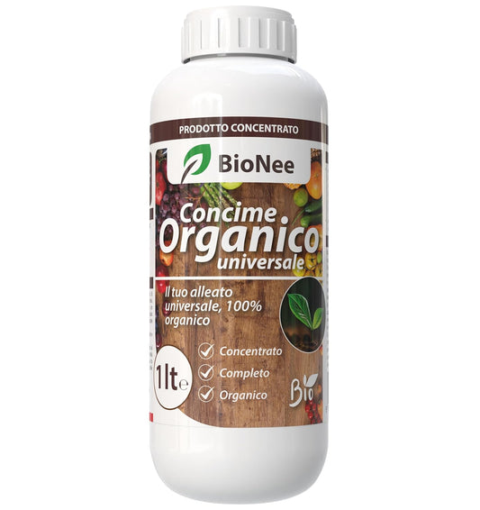 Concime Universale Organico Liquido – Ricco di Aminoacidi – Uso Radicale e Fogliare – Consentito in Agricoltura Biologica – 1L – Nutriente per Piante Vigorose