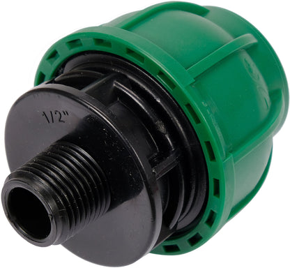 Adattatore Maschio per Tubi PE 32 mm x 1/2 Pollici – Raccordo a Compressione in Polipropilene 10 BAR FLO