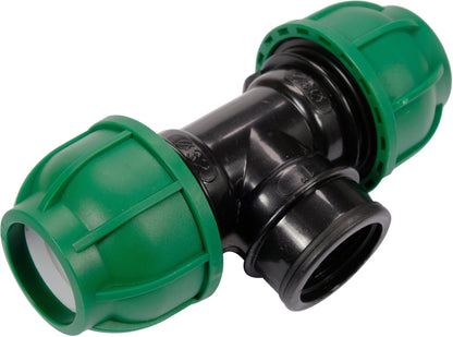 Raccordo a T per Tubi PE 32 mm x 1 Pollice x 32 mm Femmina – a Compressione, Polipropilene 10 bar Flo