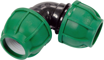 Adattatore a Gomito 90° per Tubi PE 32x32 mm – A Compressione, Polipropilene 10 BAR FLO