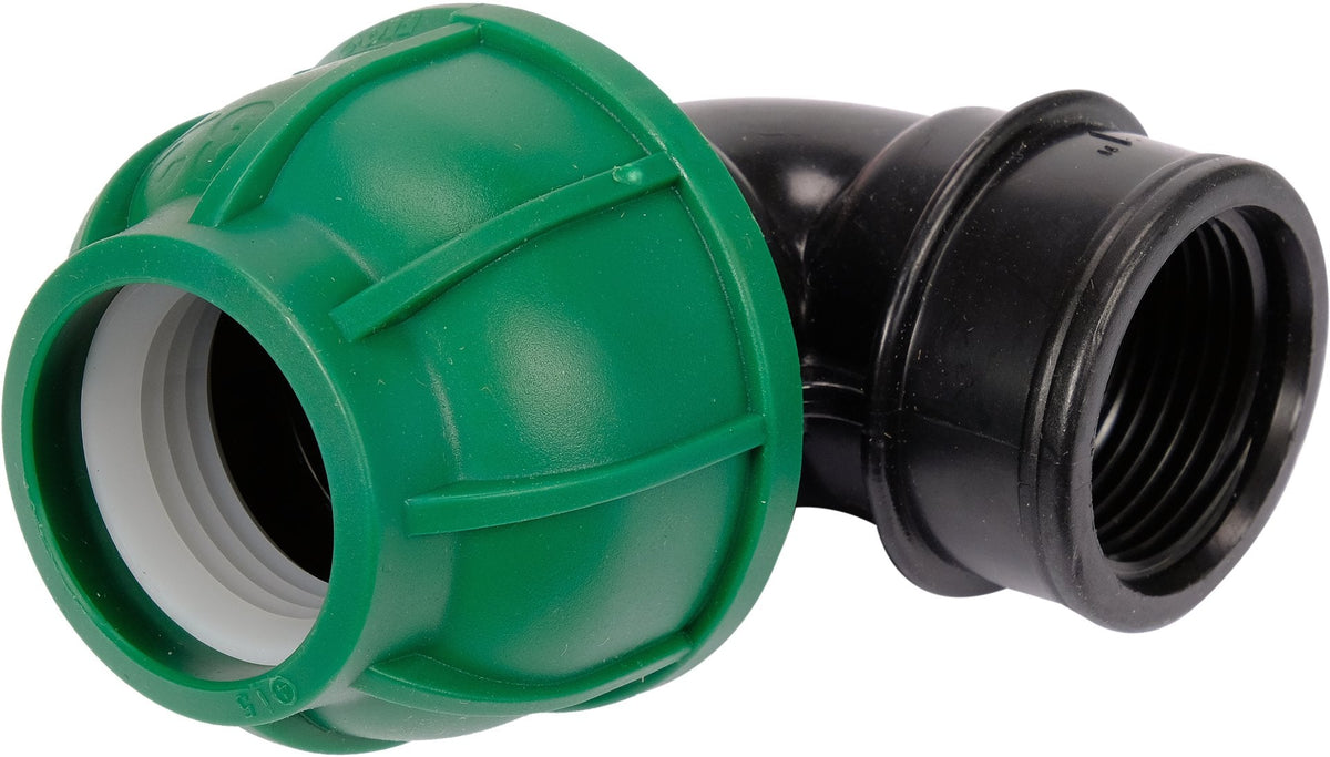 Gomito 90° per Tubi PE 32 mm x 1 Pollice Femmina – a Compressione, Polipropilene 10 bar Flo