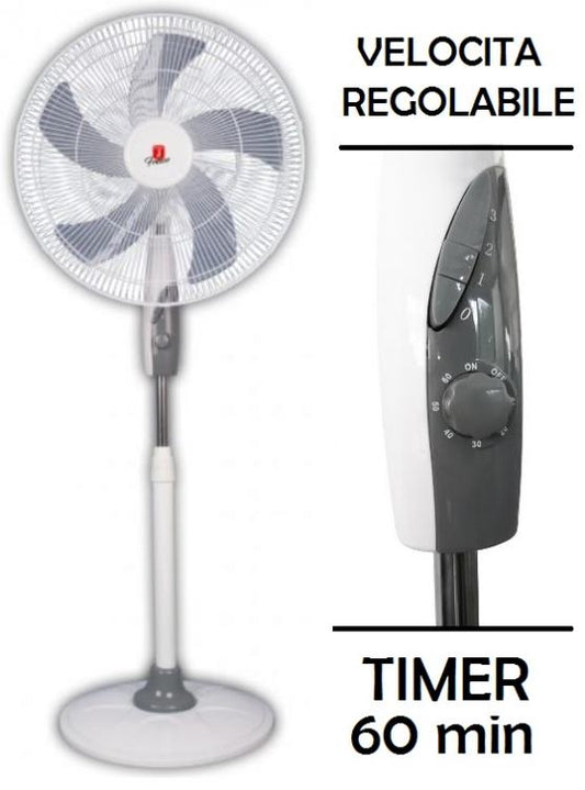 Ventilatore A Colonna Piantana 70W Timer Base Regolabile Bianco - Fresco Fs2045