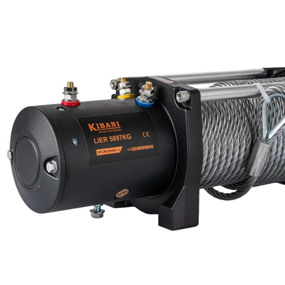 Verricello Elettrico Kibani 12 V 5897 kg Cavo Acciaio 26 m Radiocomando 4,8 kW