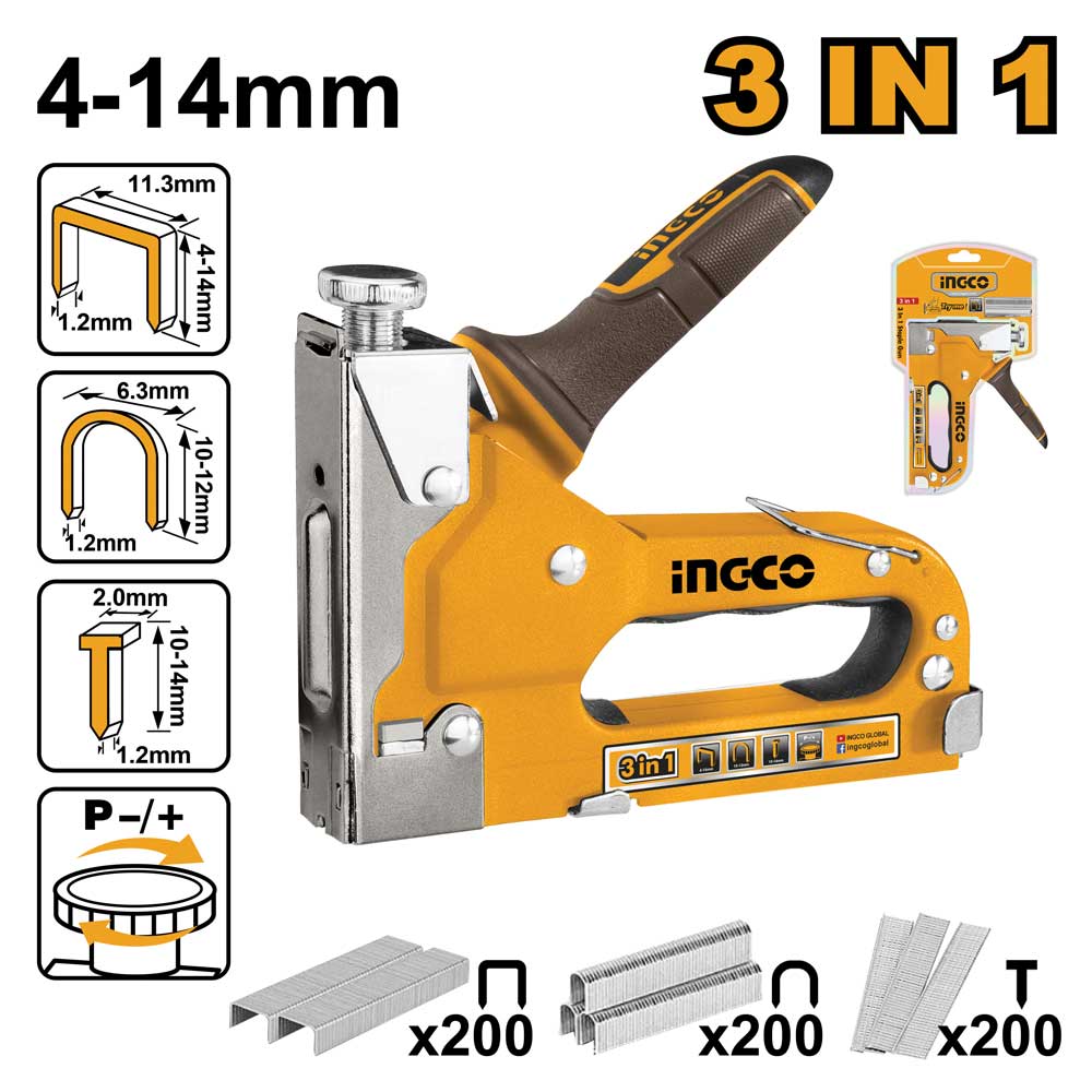 Graffatrice Manuale Ingco 3in1 per Punti 4–14 mm con Chiodini