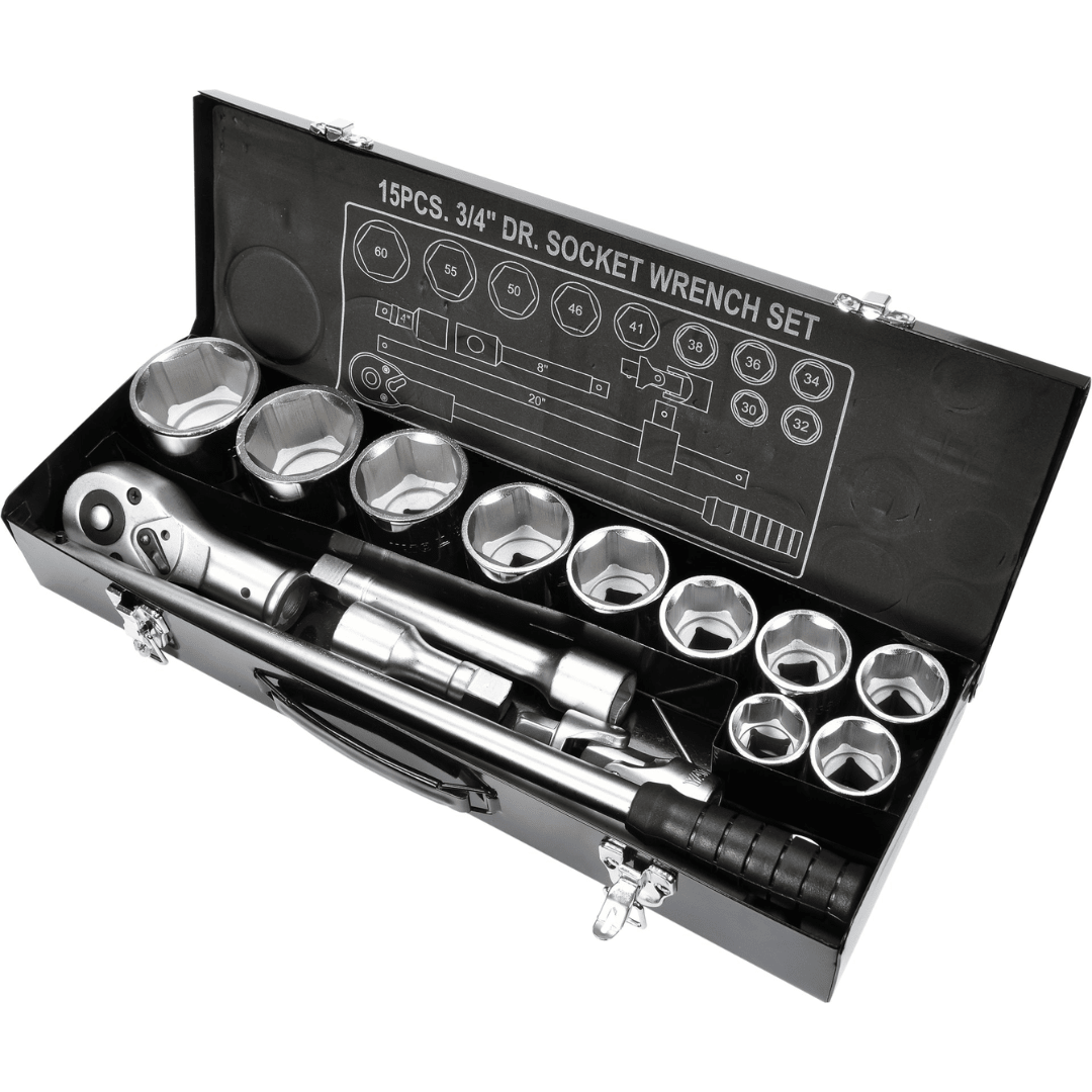 Set Chiavi a Bussola 3/4 Pollici Professionale 15 Pezzi Acciaio CrV Officina