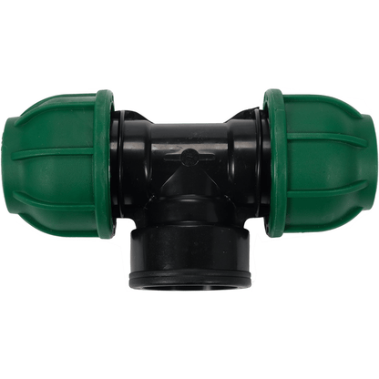 Raccordo a T per Tubi PE 25 mm x 1 Pollice x 25 mm Femmina – a Compressione, Polipropilene 10 bar Flo