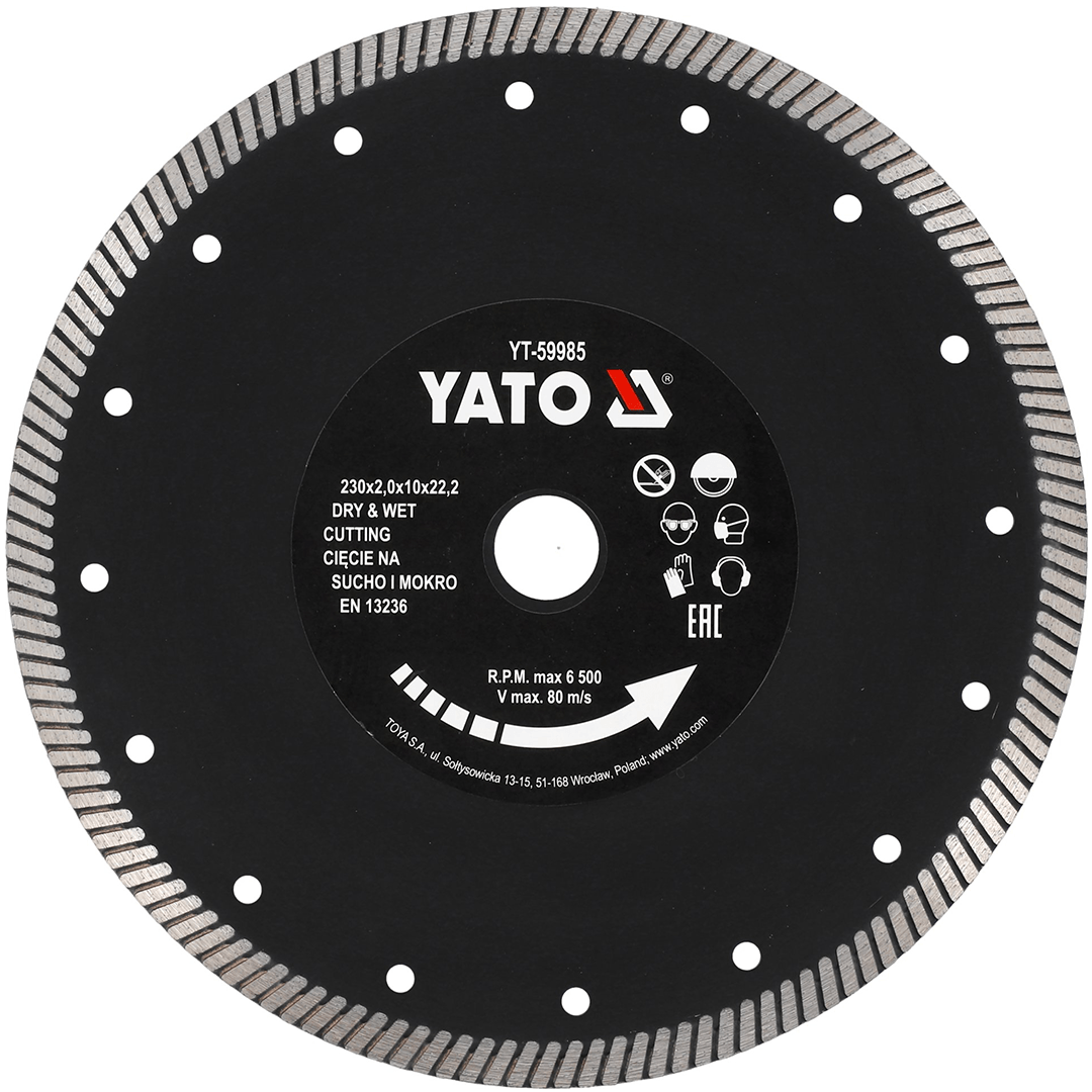 Disco Diamantato Turbo 230 mm per Gres Duro – Yato YT-59985