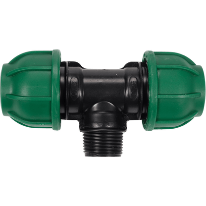 Raccordo a T per Tubi PE 25 mm x 3/4 Pollici x 25 mm Maschio – a Compressione, Polipropilene 10 bar Flo