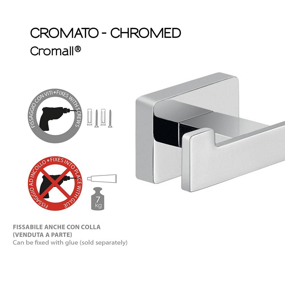 Appendiabiti doppio a muro Gedy Atena cromato, in acciaio inox e Cromall