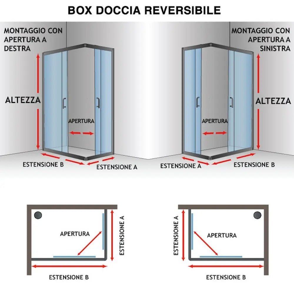 Box doccia Style 70x80xh190cm in cristallo trasparente 6 mm