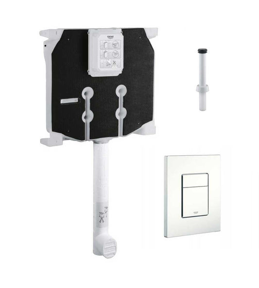 Cassetta di scarico a incasso Grohe 80 mm con canotto e placca Skate Cosmopolitan bianca