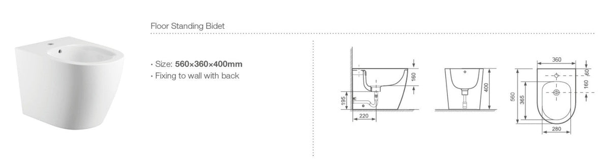 Coppia sanitari in ceramica filomuro Round WC e bidet con sedile soft close