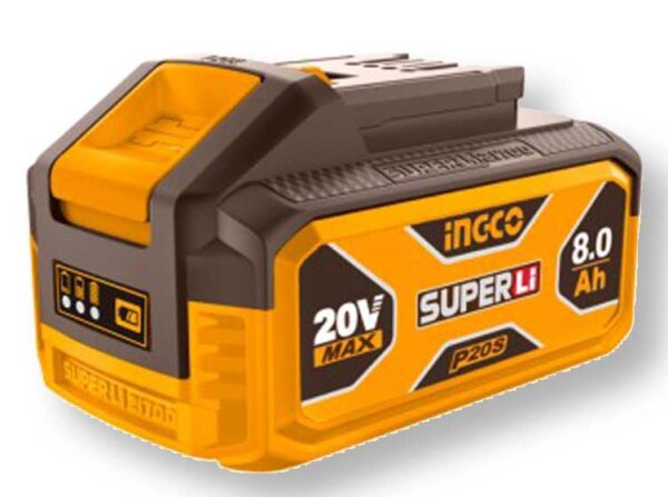 Batteria al Litio Ingco 20V 8.0Ah - Compatibile con Sistema P20S | Super Li-ion con Indicatore LED