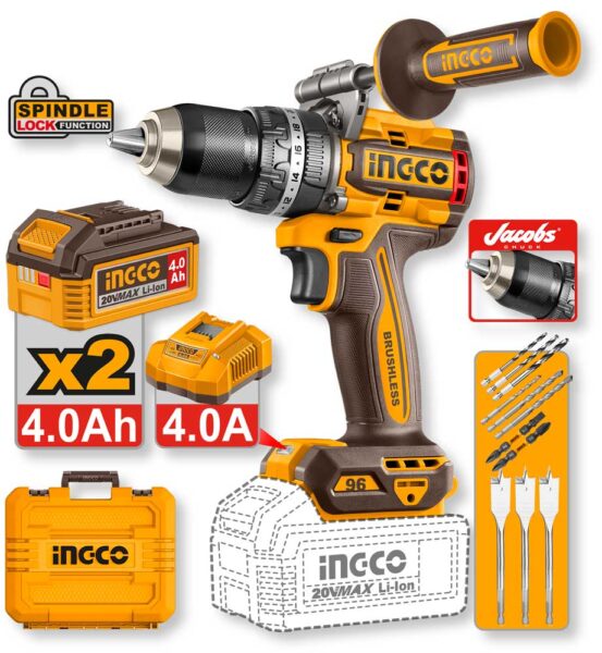 Trapano a Percussione 20V Compact Brushless 96Nm - 2 Batterie 4.0Ah