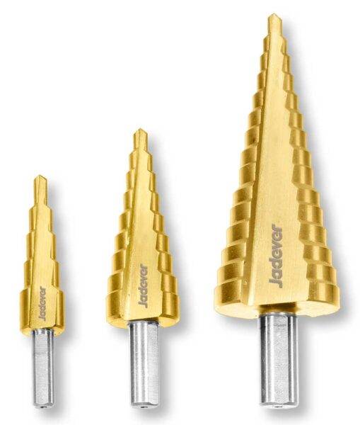 Set 3 Frese Coniche HSS a Gradini per Metallo