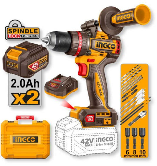 Trapano a Percussione 42V Brushless 99 Nm con 2 Batterie 2.0Ah + Valigetta
