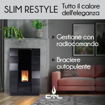 Stufa a Pellet Idro CTL modello Slim Restail 20kw