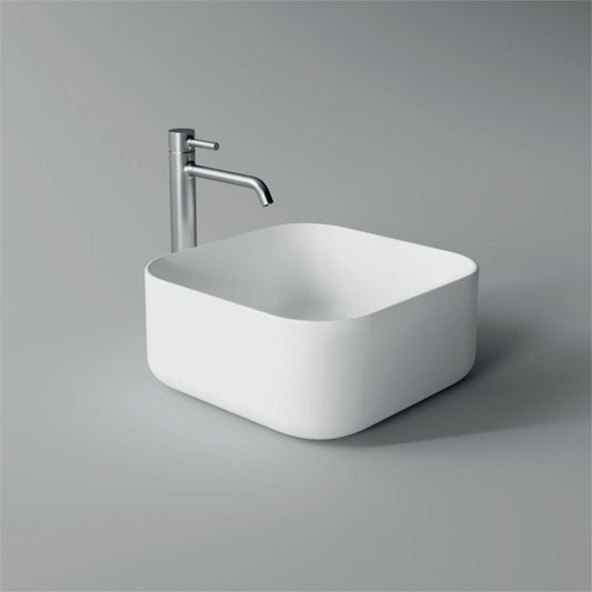 Lavabo da appoggio salvaspazio Alice Ceramica Unica 37x37 cm in ceramica bianco