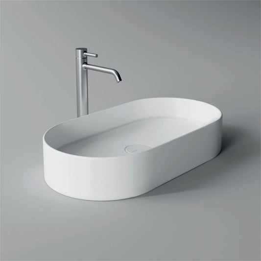 Lavabo da appoggio ovale Alice Ceramica Spy 66x35 cm bianco lucido