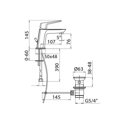 Miscelatore lavabo Mamoli Spartaco monocomando con piletta 5/4", cromo