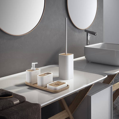 Porasapone d' appoggio GEDY linea Ninfea in resina e legno colore Bianco Matt