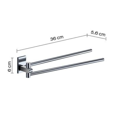 Portasalviette doppio a snodo Gedy Maine 36 cm cromato, in acciaio inox e Cromall