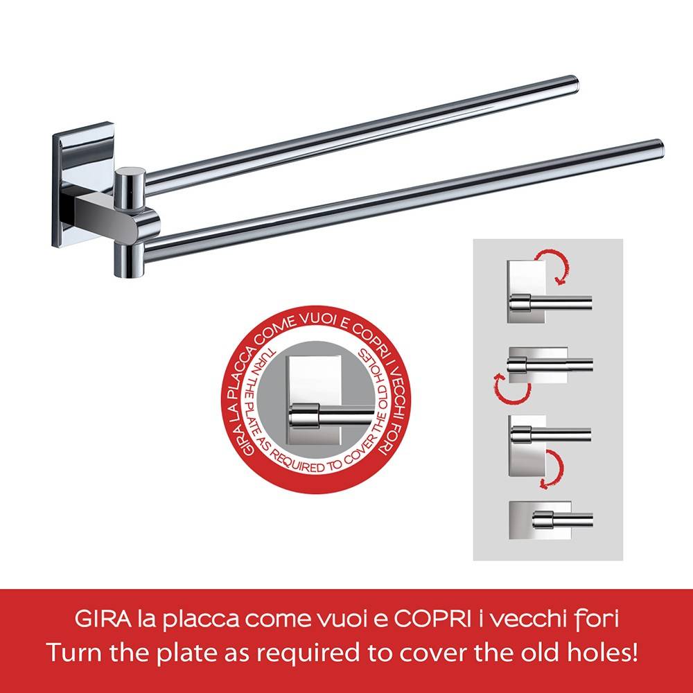 Portasalviette doppio a snodo Gedy Maine 36 cm cromato, in acciaio inox e Cromall