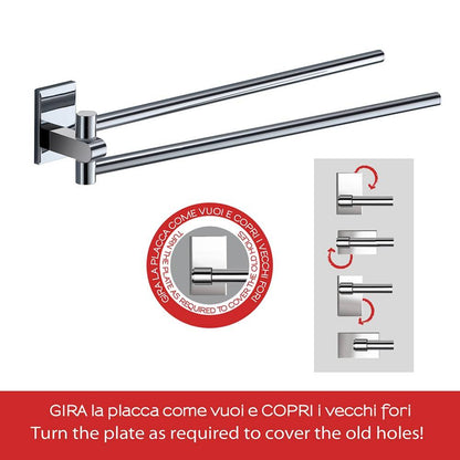Portasalviette doppio a snodo Gedy Maine 36 cm cromato, in acciaio inox e Cromall