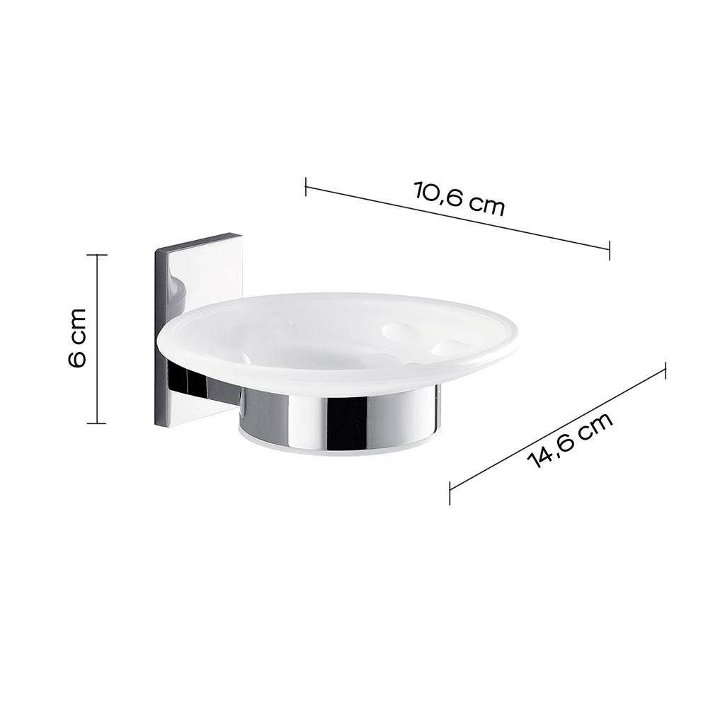 Portasapone a muro Gedy Maine in acciaio inox cromato e vetro, 15x10x7 cm