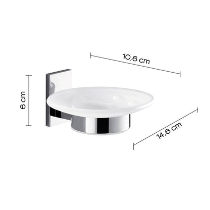 Portasapone a muro Gedy Maine in acciaio inox cromato e vetro, 15x10x7 cm