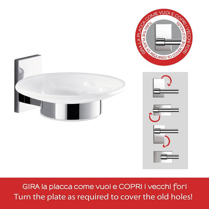 Portasapone a muro Gedy Maine in acciaio inox cromato e vetro, 15x10x7 cm