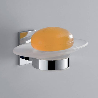 Portasapone a muro Gedy Maine in acciaio inox cromato e vetro, 15x10x7 cm