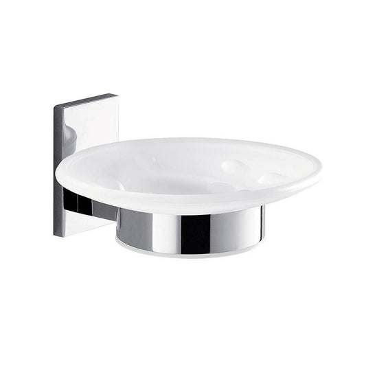 Portasapone a muro Gedy Maine in acciaio inox cromato e vetro, 15x10x7 cm