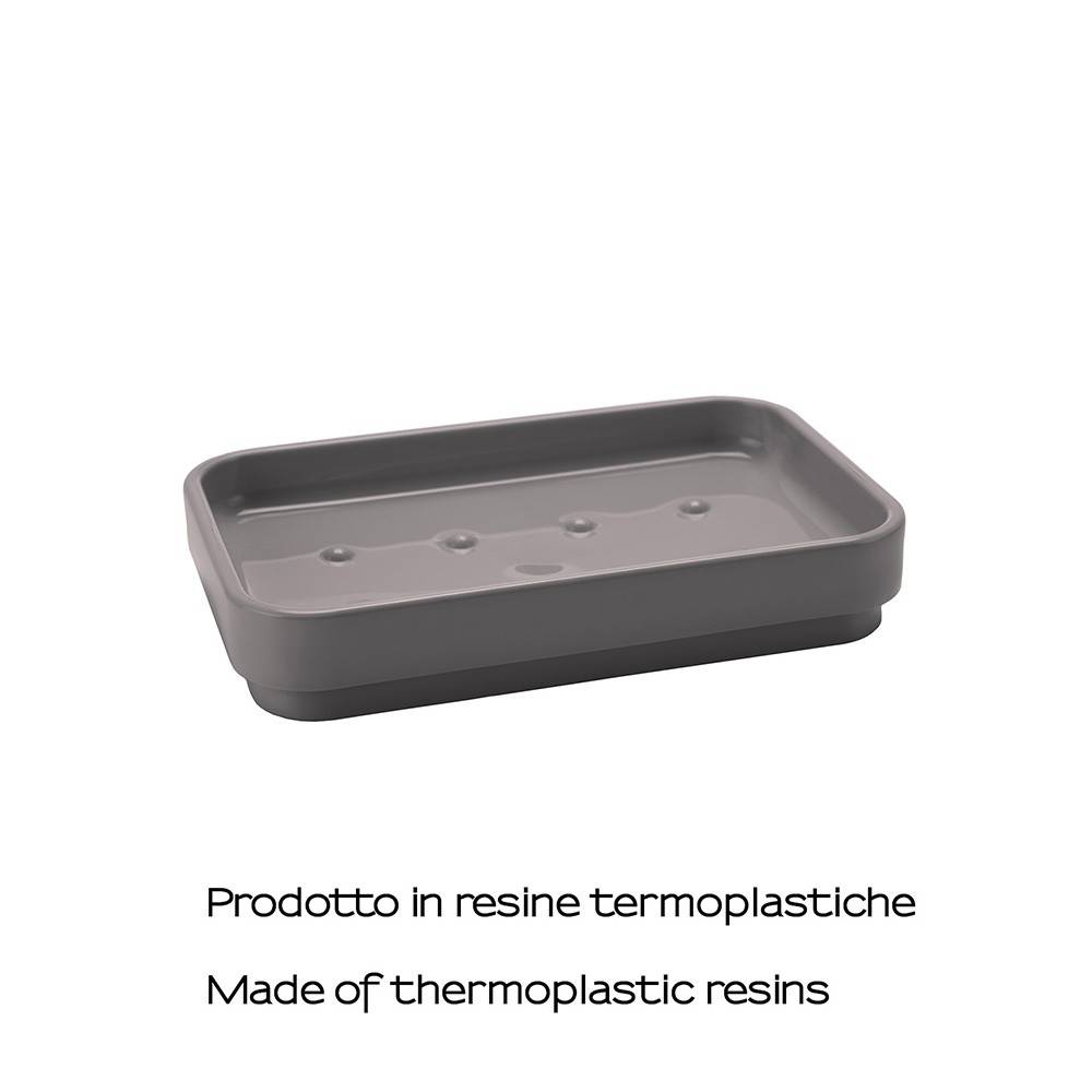 Portasapone d'appoggio Gedy Seventy grigio in resina, 12,4x8 cm