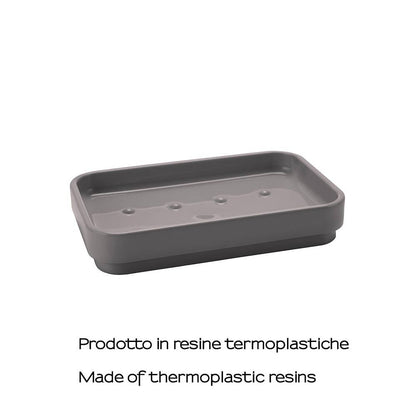 Portasapone d'appoggio Gedy Seventy grigio in resina, 12,4x8 cm