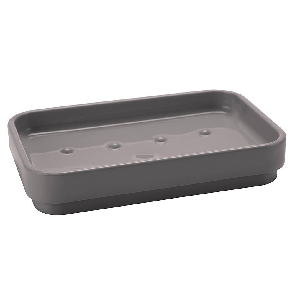 Portasapone d'appoggio Gedy Seventy grigio in resina, 12,4x8 cm