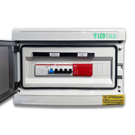 Quadro AC Trifase 10 kW 20 A 400 V con 8 Moduli, SPD, ABB e DEHN IP65