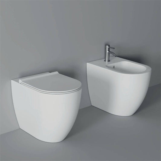 Sanitari filomuro Alice Ceramica Form 54 cm senza brida, sabbia matt, con sedile soft close