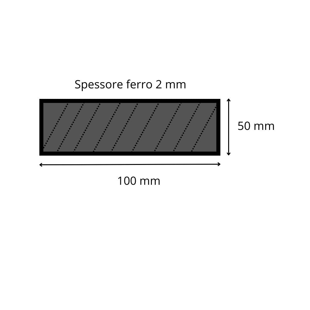 Tubolare in ferro  100x50 spessore 2 mm